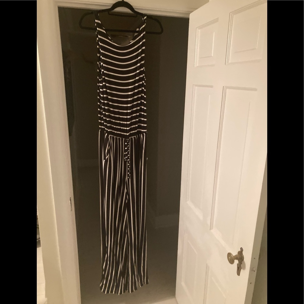 Black/white stripe jumpsuit